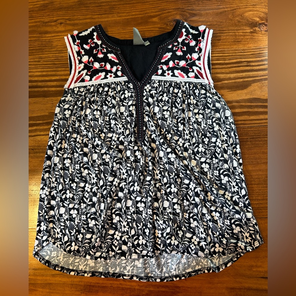 Anthropologie One September Embroidered Floral Top